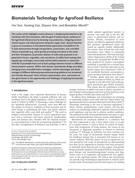 Biomaterials Technology for AgroFood Resilience.